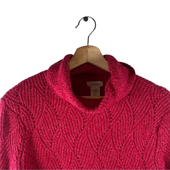 Sundance Womens Champlain Swirl Open Knit Turtleneck Sweater Medium - Picture 4 of 7